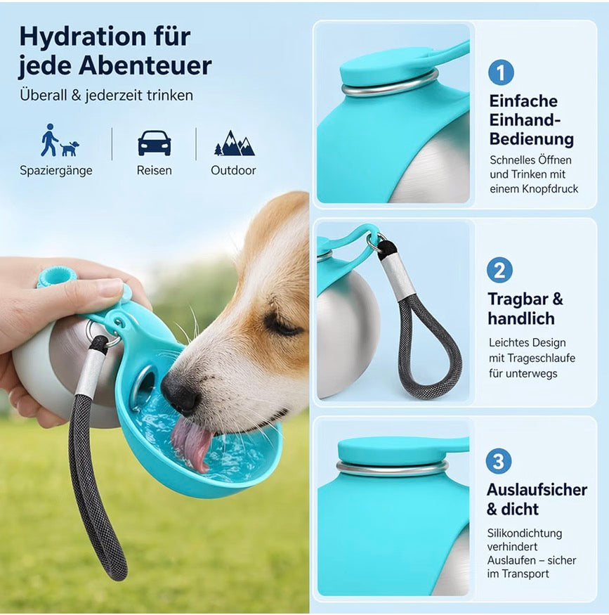 Dogs2Go – Die mobile 2-in-1 Hunde-Trinkflasche