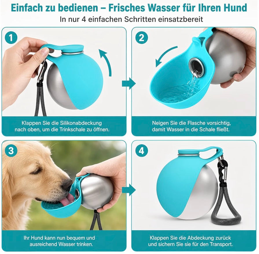 Dogs2Go – Die mobile 2-in-1 Hunde-Trinkflasche